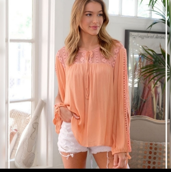Coral LOVE RICHE Lace Slit Arms linen type Women's - Picture 4 of 7